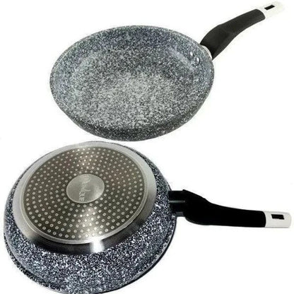 Сковорода UNIQUE UN-5114 22 см с крышкой гранит светлый многослойное покрытие