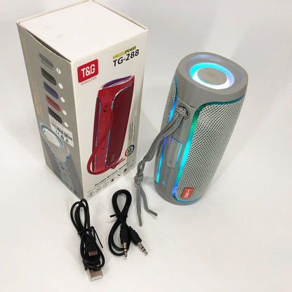 Портативная Bluetooth колонка с LED подсветкой TG288, аккумуляторная колонка для музыки. Цвет: серый