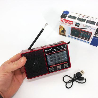 Радіо GOLON RX-8866 цифровий портативний радіоприймач з ліхтариком функцією PowerBank.