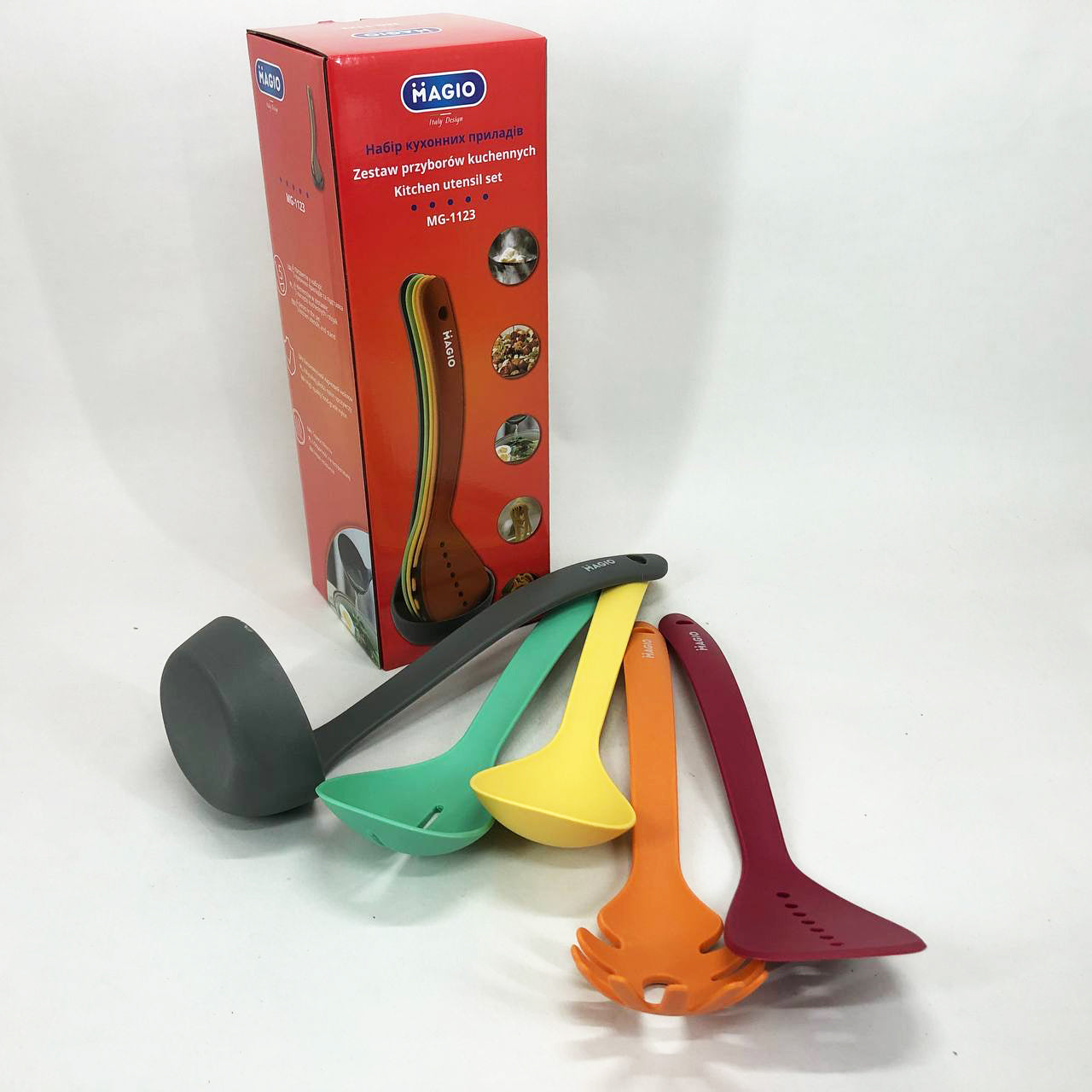 Набор кухонных принадлежностей Magio MG-1123 5 предметов, Силиконовый кухонный набор поварешек