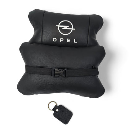 Набор автомобильных подушек 2шт для Opel, натуральная кожа, стильные черные подголовники Опель для авто