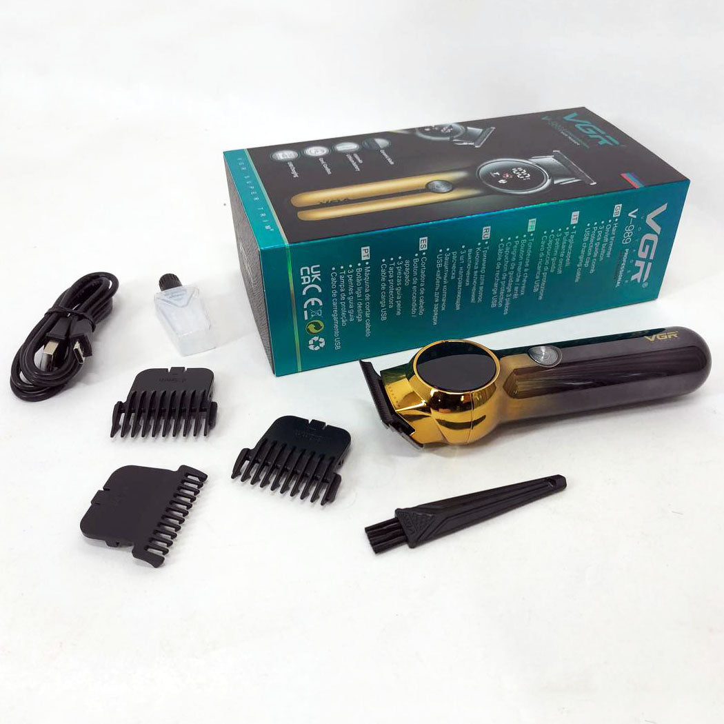 Триммер для бороды и усов VGR V-989 7000 об. Машинка для стрижки, окантовки керамика+сталь. Цвет: черный