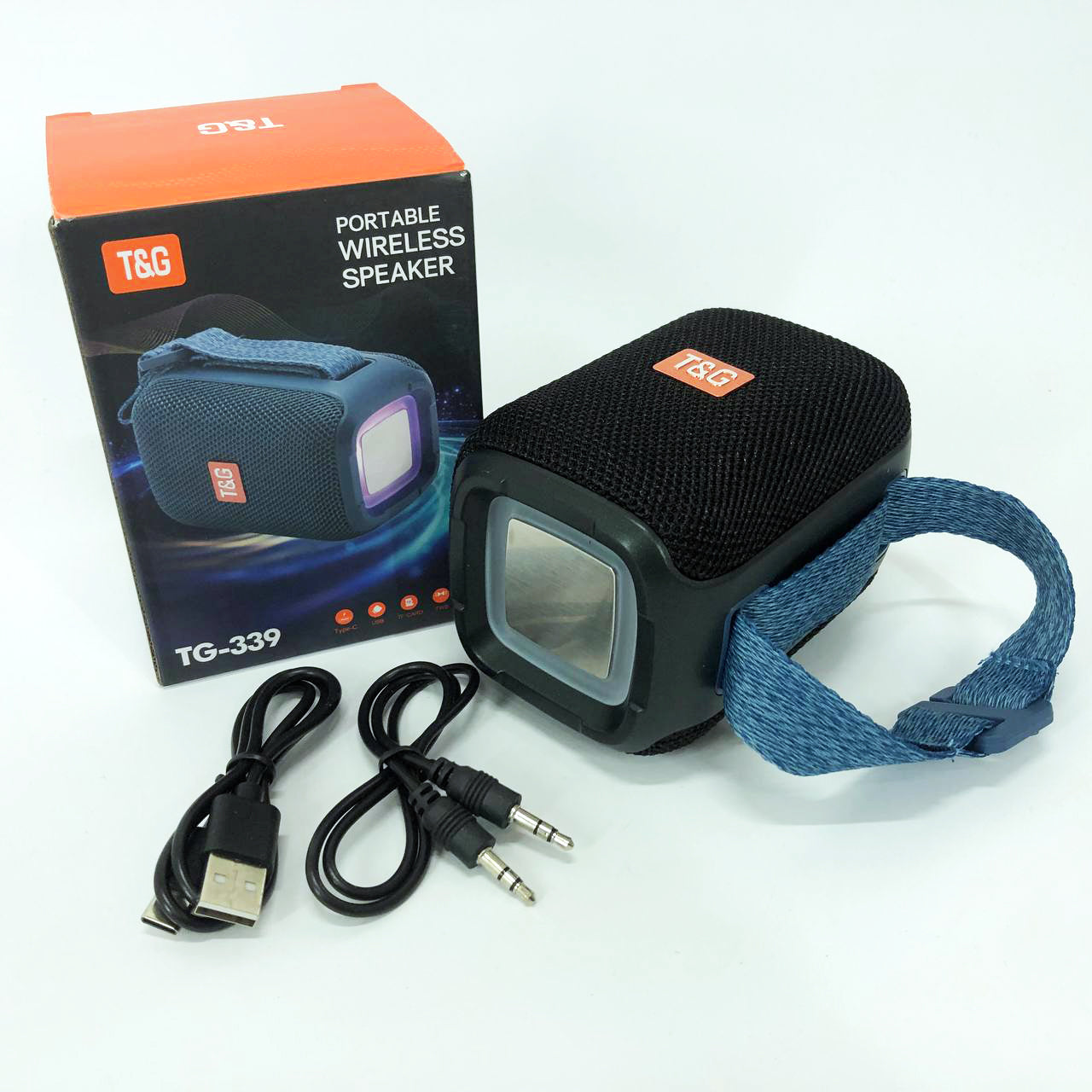 Портативная Bluetooth колонка TG339 5W с RGB подсветкой, Аккумуляторная колонка для музыки. Цвет: черный