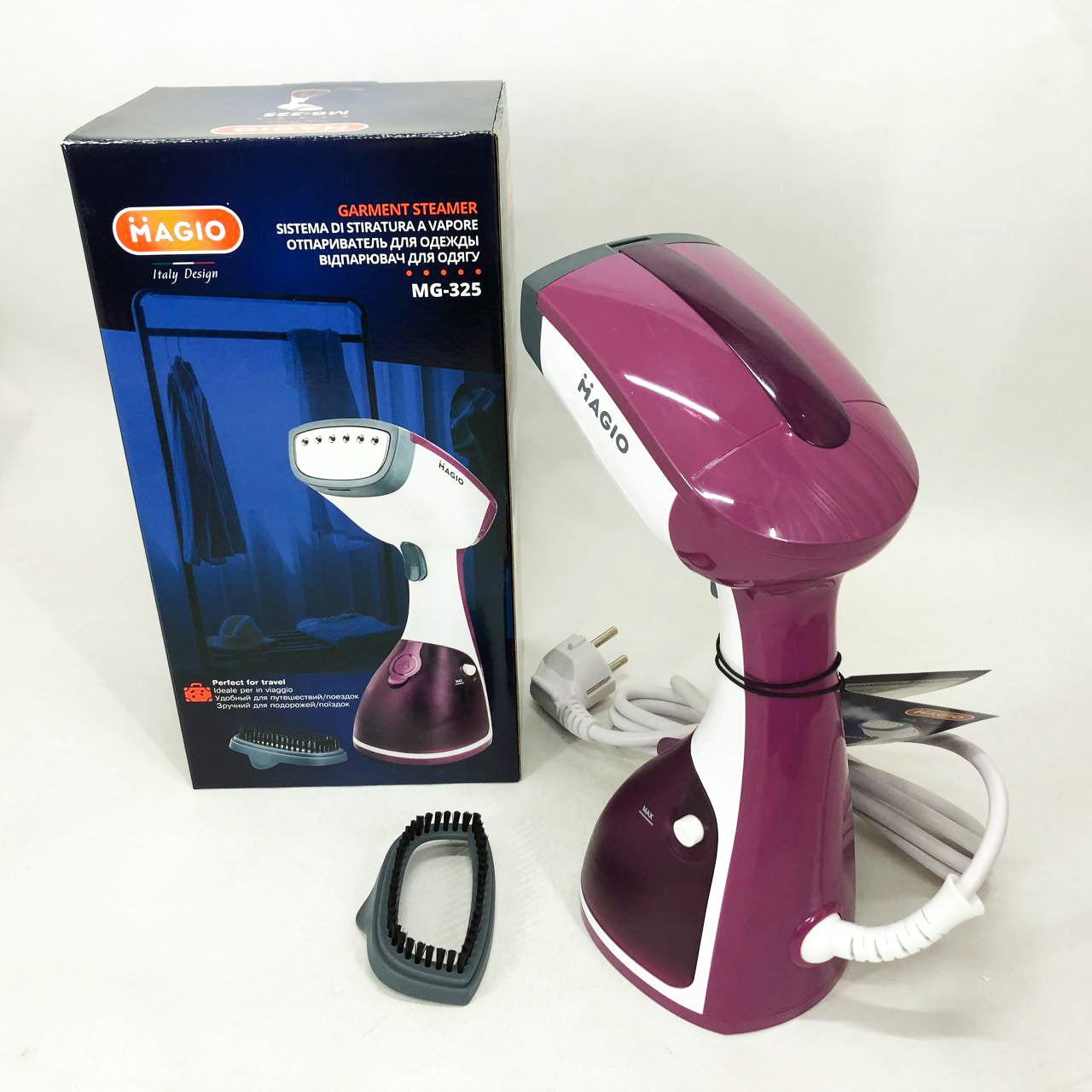 Отпариватель MAGIO MG-325, Отпариватель паровая щетка, Парогенератор вертикальный для отпаривания одежды