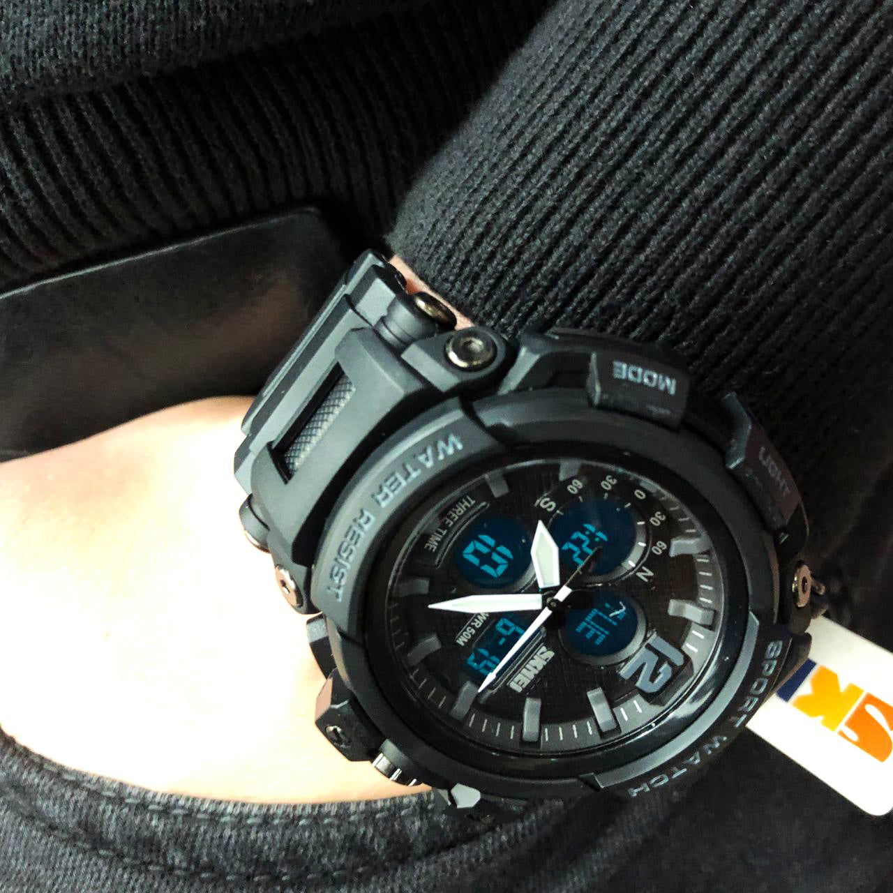 Часы наручные мужские SKMEI 1343BK BLACK, часы тактические противоударные. Цвет: черный