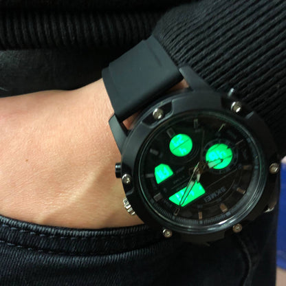 Часы наручные мужские SKMEI 1757BKWT BLACK-WHITE, армейские часы противоударные. Цвет: черный