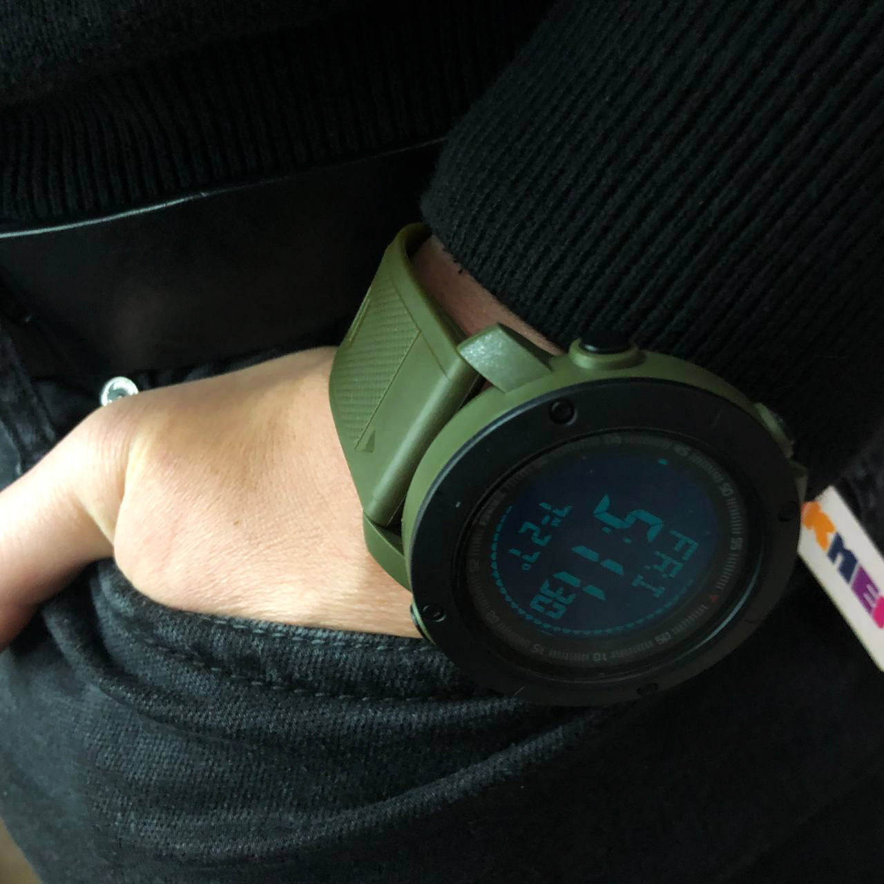 Часы наручные мужские SKMEI 2095AG, часы тактические противоударные, армейские часы. Цвет: зеленый