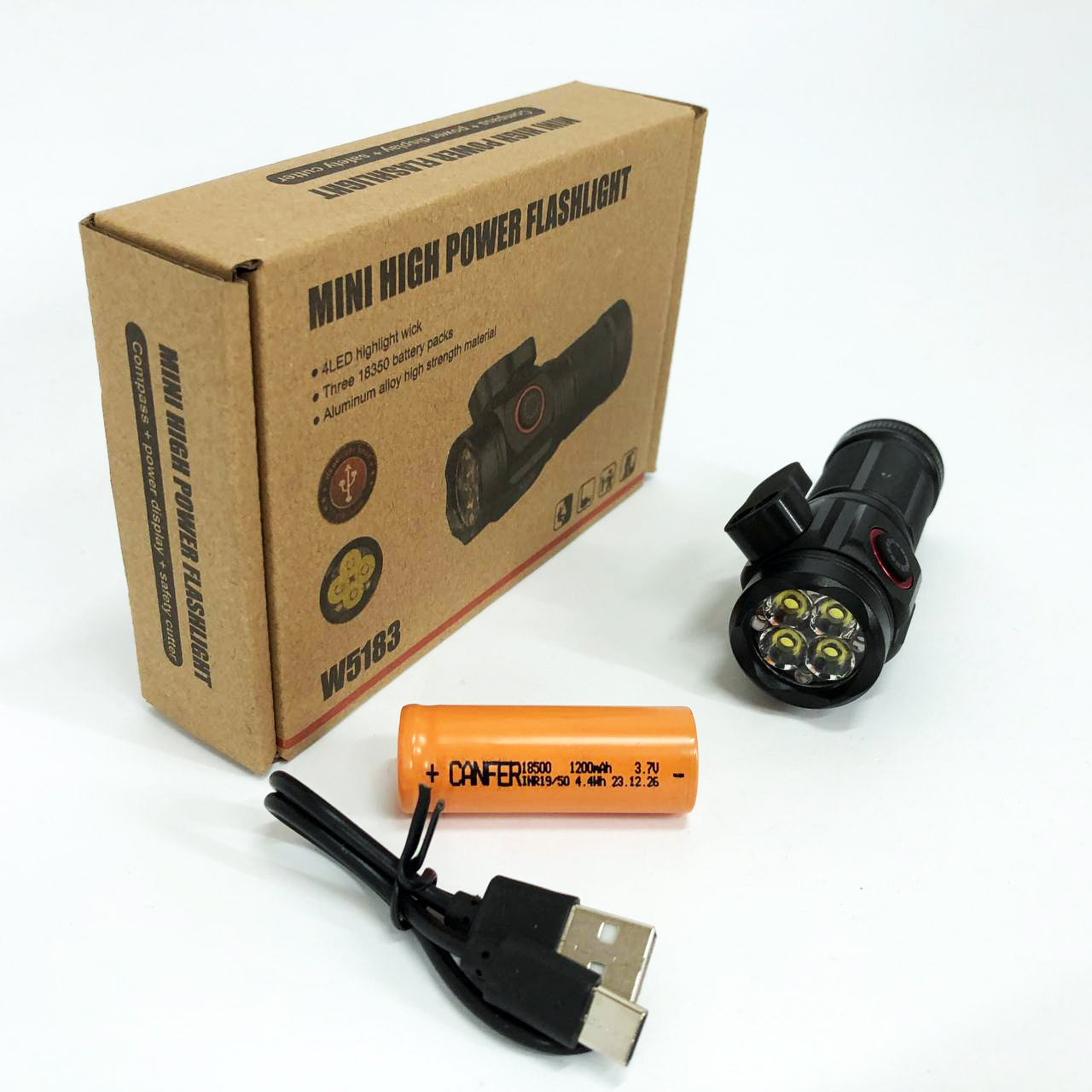 Ручний ліхтарик W5183-4XHP360, Ліхтар ручний потужний, Тактичний ліхтар, Кишеньковий міні ліхтар