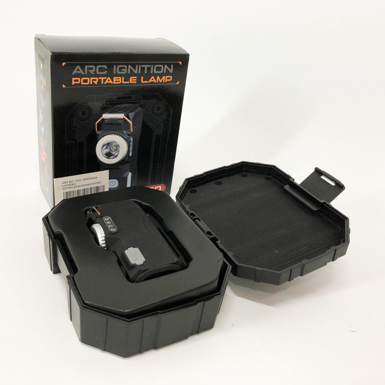 Багатофункціональний армійський ліхтар D50-SMD - індикація заряду, запальничка. Колір: чорний