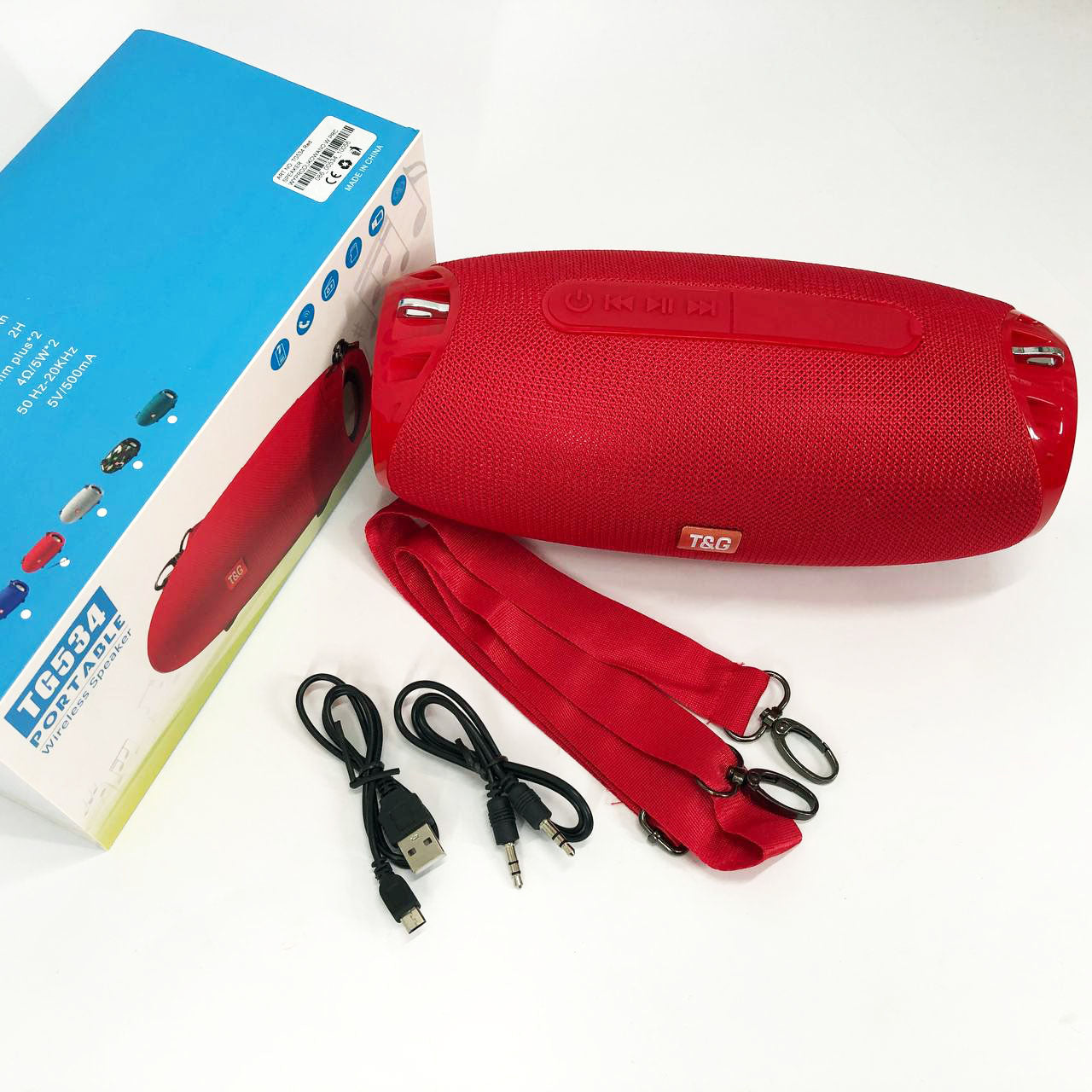 Портативная Bluetooth колонка TG534 SD IPX5 с ремешком, беспроводная колонка мощная. Цвет: красный