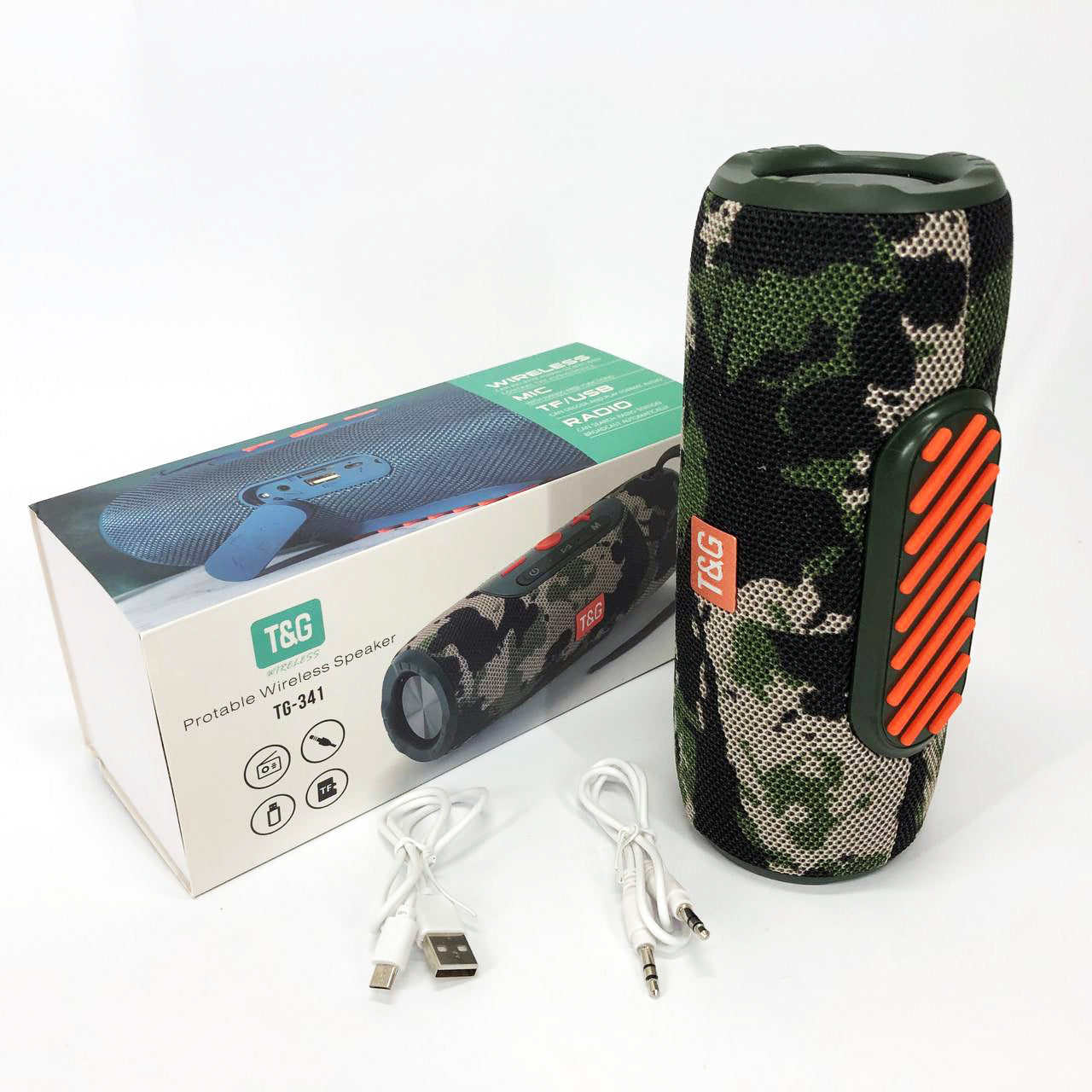 Портативная Bluetooth колонка TG341 со шнурком, аккумуляторная колонка для музыки. Цвет: камуфляж