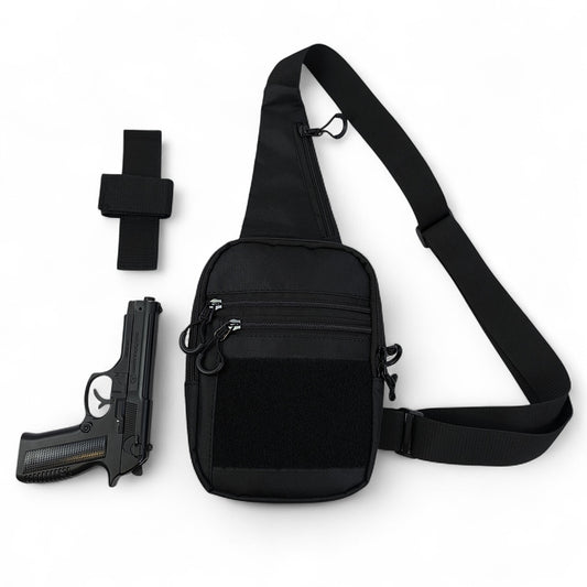 Тактична чоловіча сумка з кобурою Cordura 1000D – 6 кишень, чорна