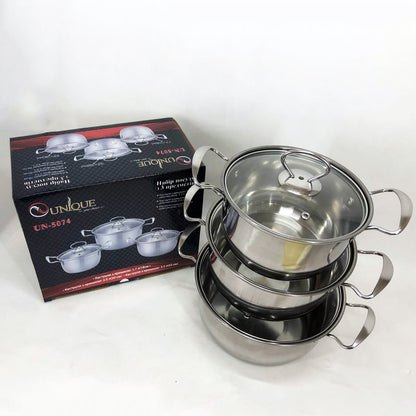 Набор кастрюль из нержавеющая стали с крышками UNIQUE UN-5074, набор посуды для электрических плит