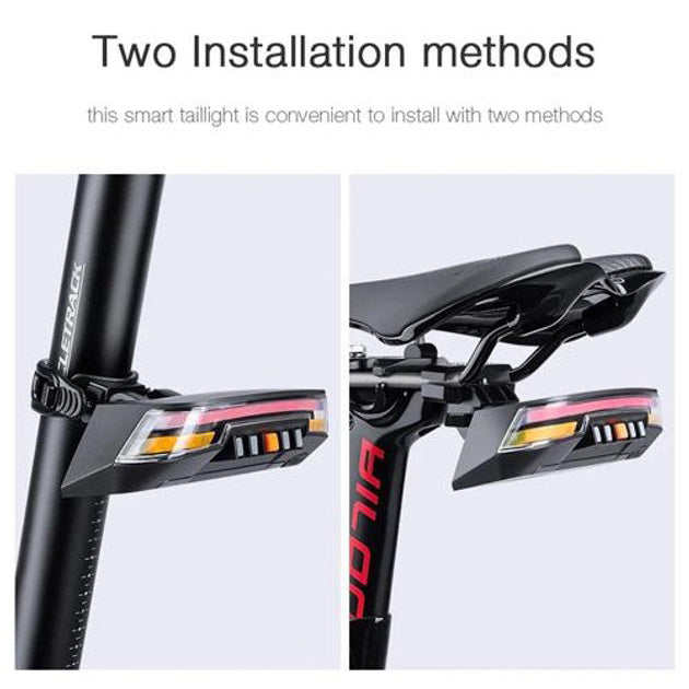 Велофонарь 0118-A9 с указанием поворотов (red+yellow), waterproof, ЗУ Type-C, пульт управления