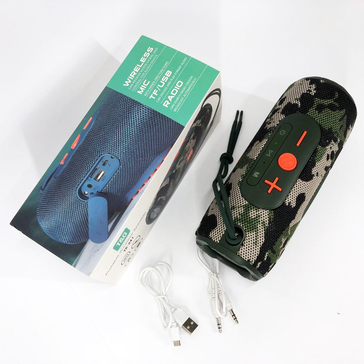 Портативная Bluetooth колонка TG341 со шнурком, аккумуляторная колонка для музыки. Цвет: камуфляж