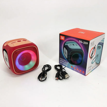 Портативная Bluetooth колонка TG359 7W с RGB подсветкой, Громкая блютуз колонка. Цвет: красный
