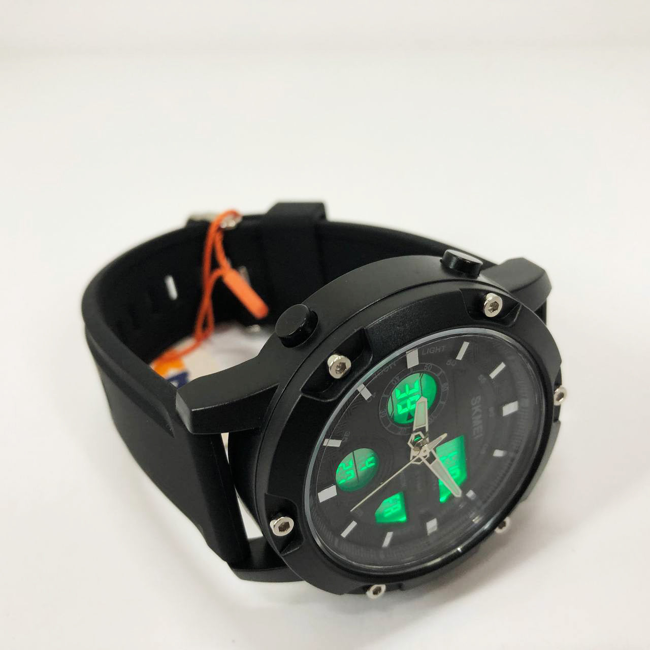 Часы наручные мужские SKMEI 1757BKWT BLACK-WHITE, армейские часы противоударные. Цвет: черный