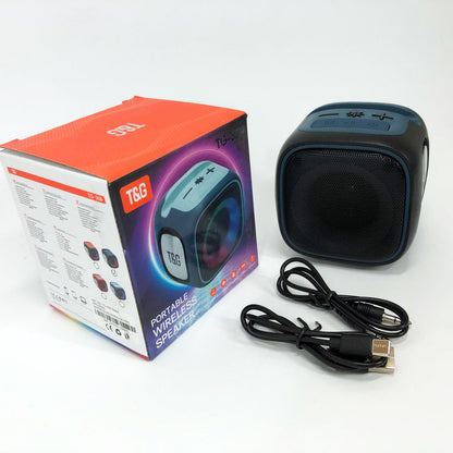 Портативная Bluetooth колонка TG359 7W с RGB подсветкой, громкая колонка для вечеринки. Цвет: черный