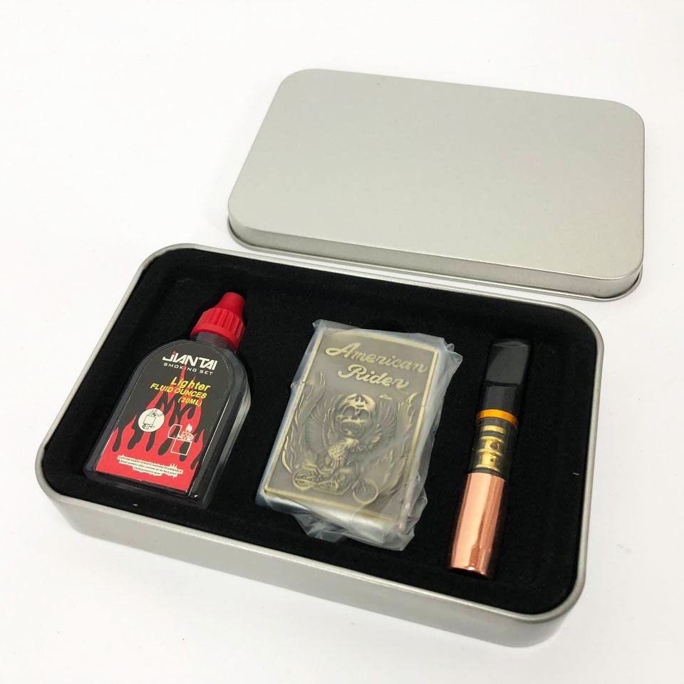 Зажигалка бензиновая в подарочной коробке N2, подарочные зажигалки, зажигалка для курения в подарок