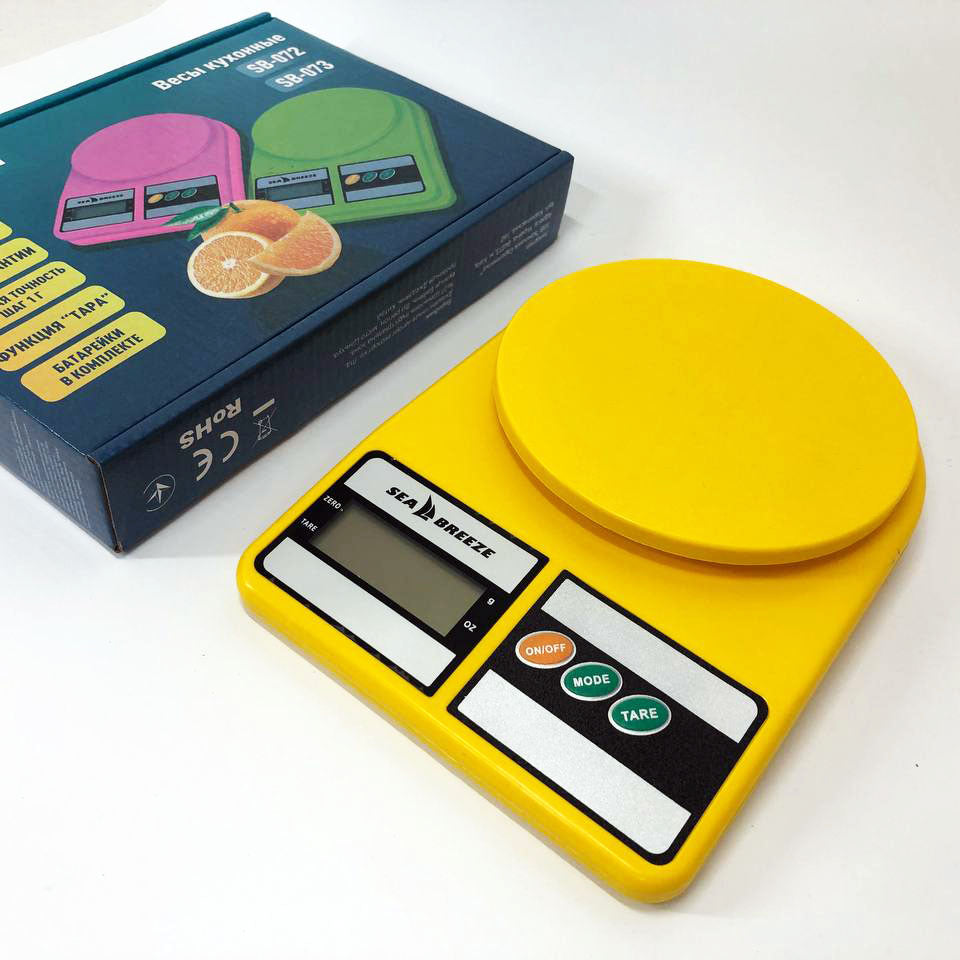 Весы кухонные SeaBreeze SB-071, Электрические кухонные весы, Точные кухонные весы. Цвет: желтый