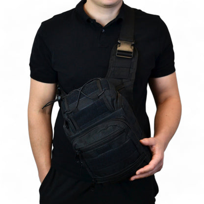 Тактична сумка чорна через плече військова велика нагрудна сумка ВСУ сумка універсальна армійська