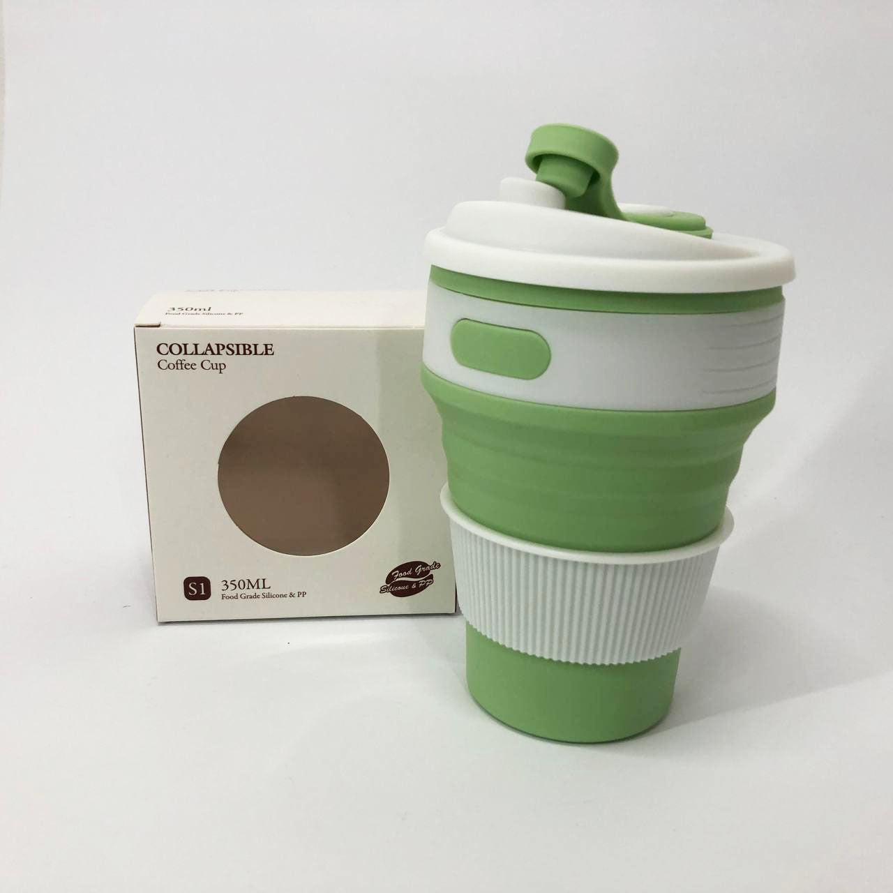 Кружка туристическая (складная/силиконовая), силиконовая складная термокружка. Цвет: зеленый