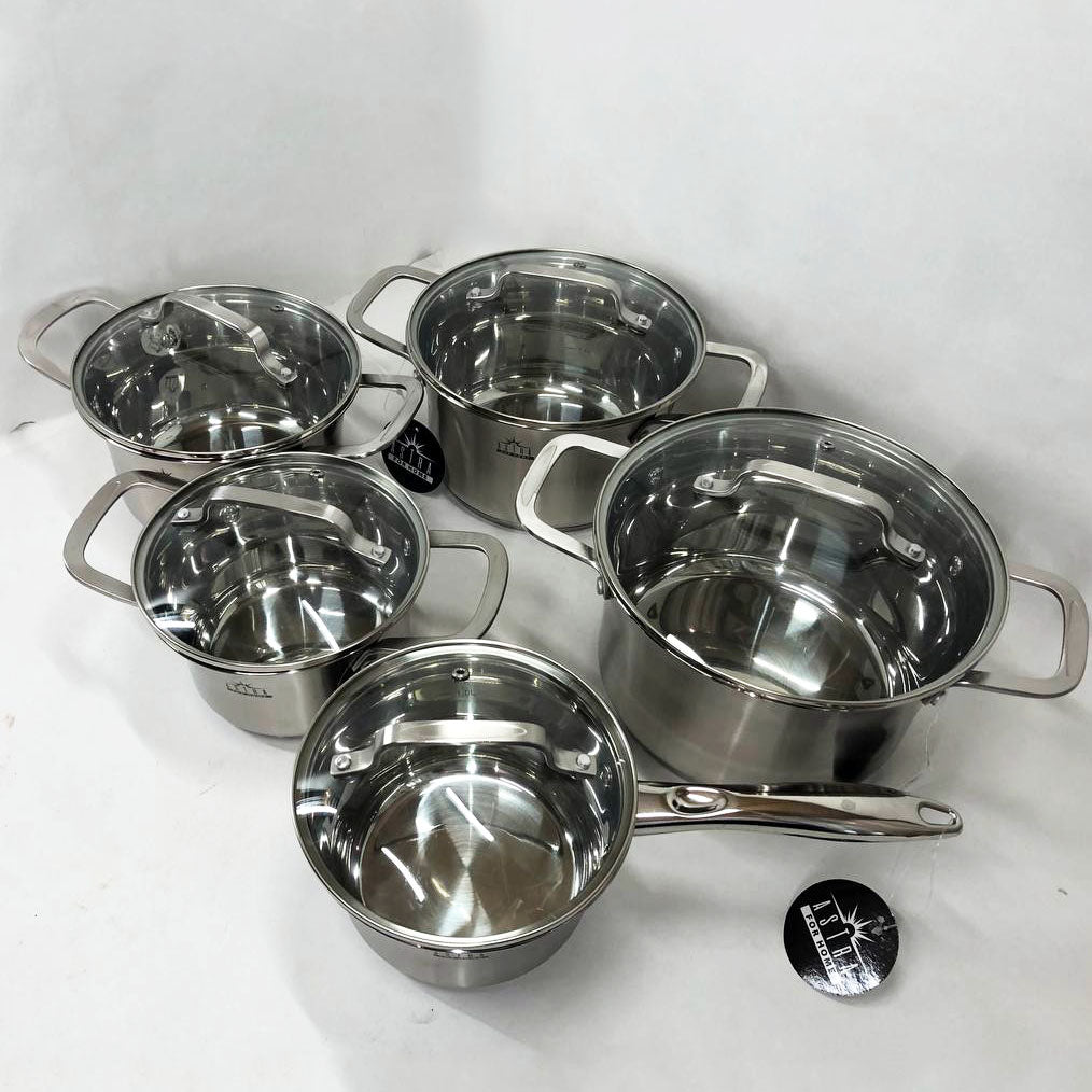 Набор посуды 10 предметов ASTRA A-2310, набор кастрюль для электроплиты, сборный набор кастрюль