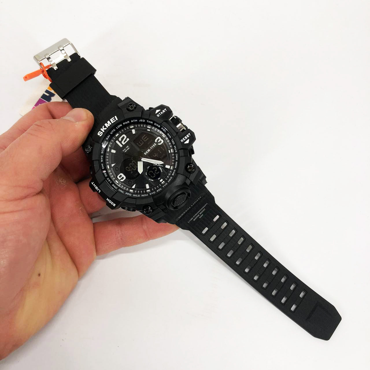 Годинник наручний чоловічий SKMEI 1155BBK, армійський годинник протиударний. Колір: чорний