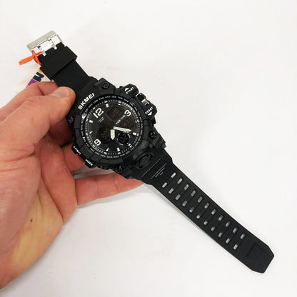 Годинник наручний чоловічий SKMEI 1155BBK, армійський годинник протиударний. Колір: чорний