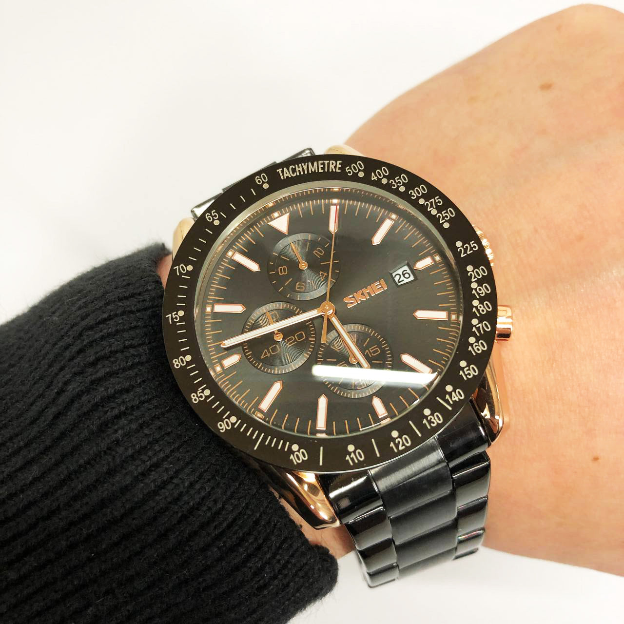 Часы наручные мужские SKMEI 9253RGBK, мужские круглые наручные часы, мужские часы стильные часы на руку