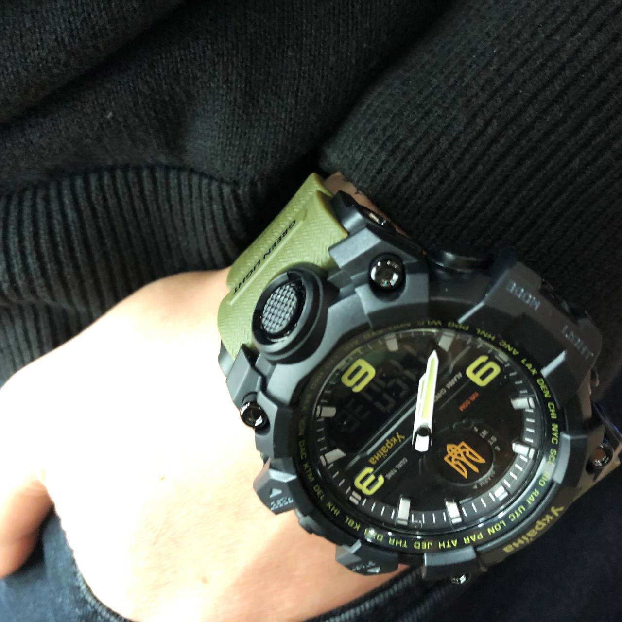 Часы наручные мужские SKMEI 6851/1586AG, Военные мужские наручные часы зеленые, Часы спортивные