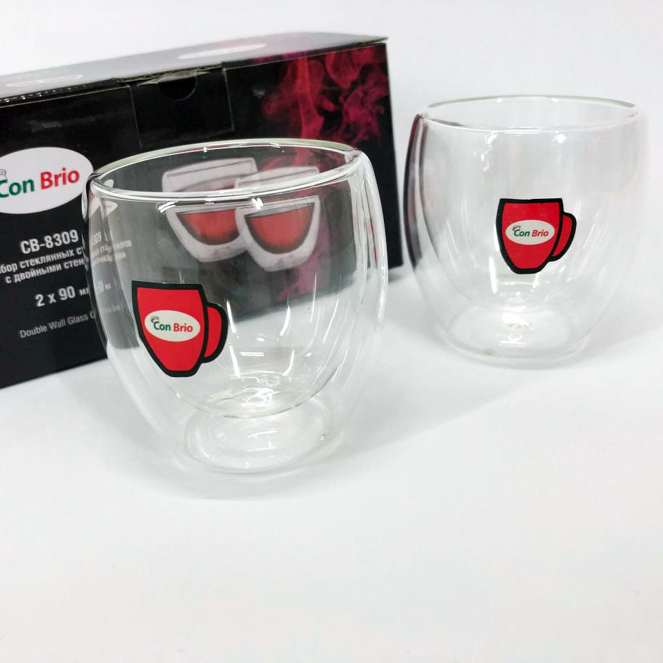 Набір склянок з подвійним дном Con Brio CB-8309-2 90 мл 2 шт. скляні чашки з подвійним дном.