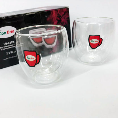 Набір склянок з подвійним дном Con Brio CB-8309-2 90 мл 2 шт. скляні чашки з подвійним дном.