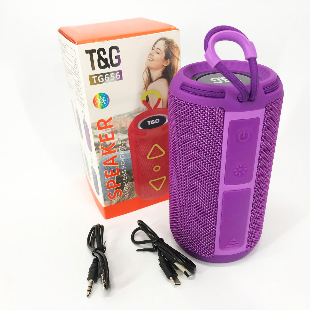 Bluetooth колонка портативная TG656 FM-радио, мощная переносная акустическая колонка. Цвет: фиолетовый