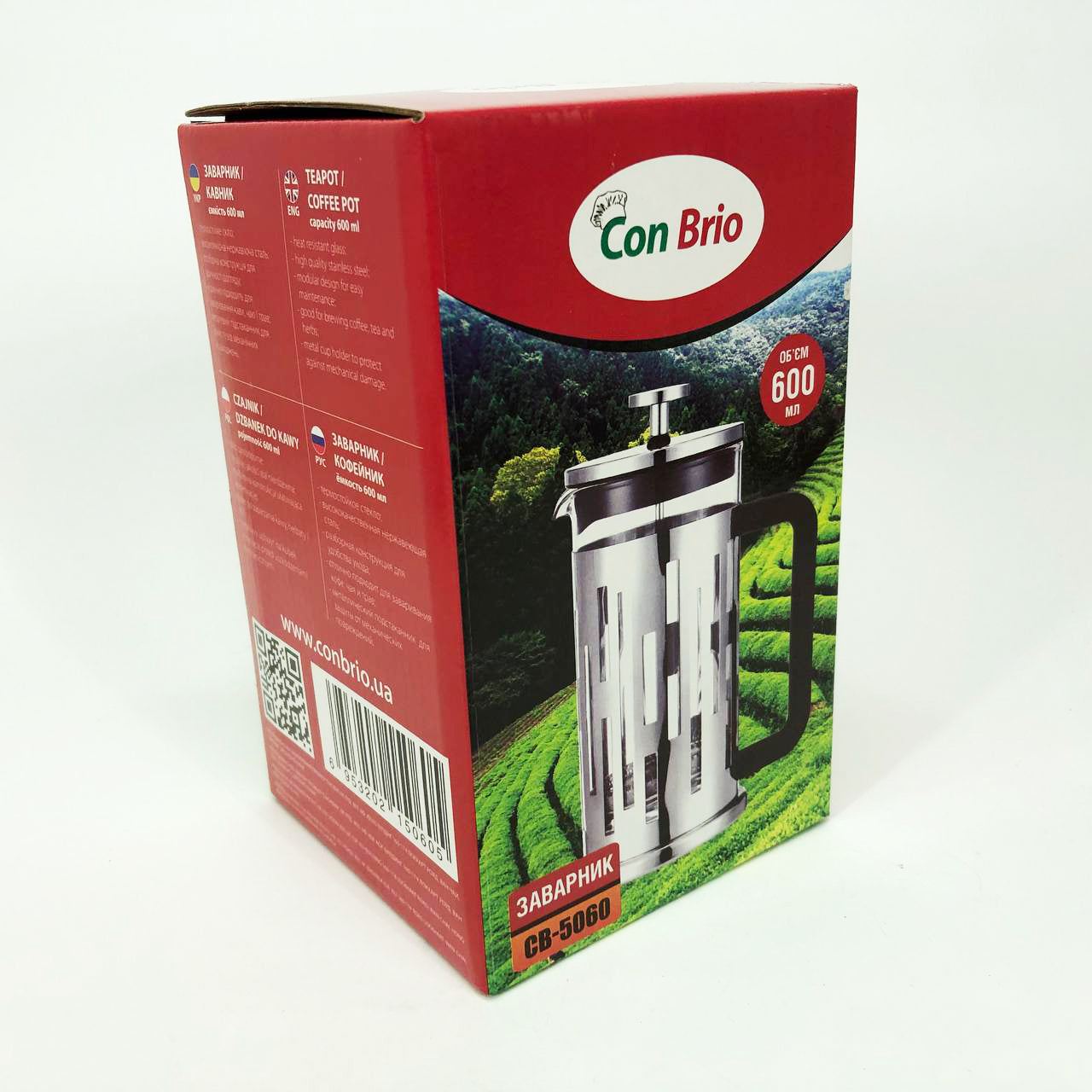 Заварник Con Brio CB-5060 Френч-пресс 600 мл,  Чайник самовар стеклянный, Заварники для чая и кофе