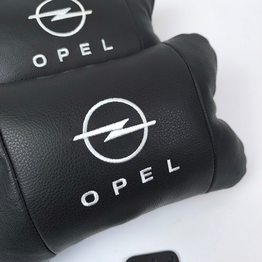 Набор автомобильных подушек 2шт для Opel, натуральная кожа, стильные черные подголовники Опель для авто