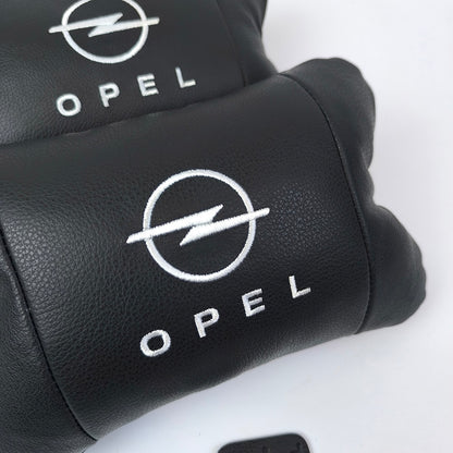 Набор автомобильных подушек 2шт для Opel, натуральная кожа, стильные черные подголовники Опель для авто