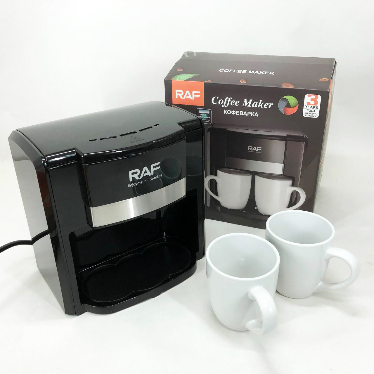 Кофеварка 2 чашки полуавтоматическая RAF R.115 650 Вт,  Капельная кофеварка электрическая для кухни