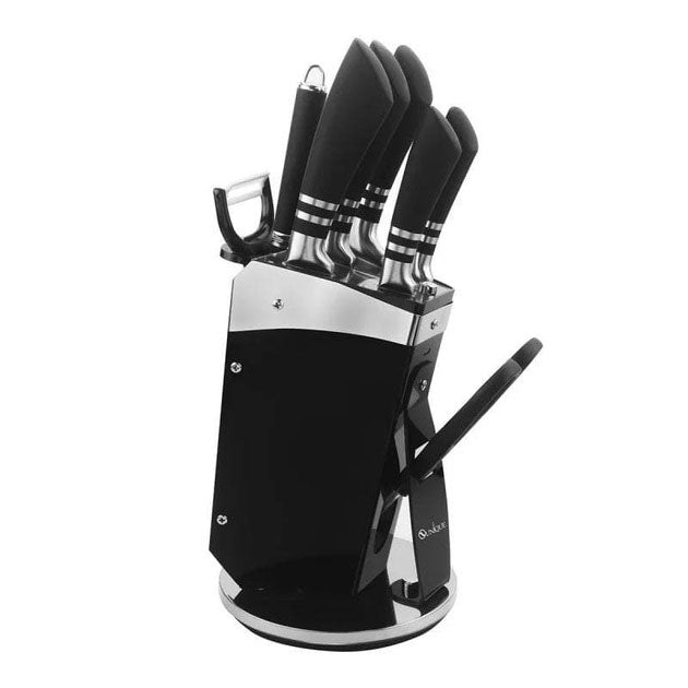 Набор ножей UNIQUE UN-1835 9 предметов точилка овощечистка нержавеющая сталь на подставке