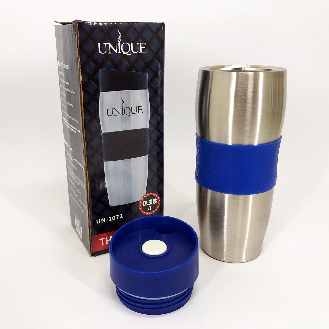 Термокружка UNIQUE UN-1072 0.38 л, Термокружка для детей, Термос для питьевой воды. Цвет: синий