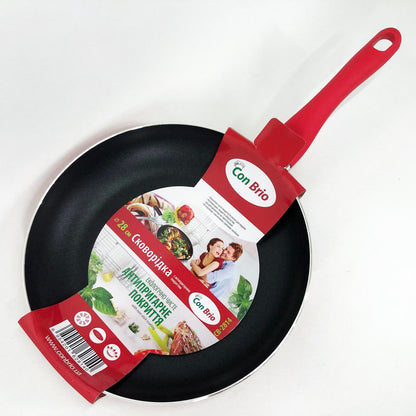 Сковорода 28 см Con Brio СВ-2814, сковорода для жарки, качественная сковорода. Цвет: красный