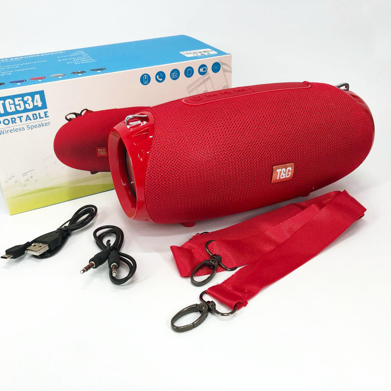 Портативная Bluetooth колонка TG534 SD IPX5 с ремешком, беспроводная колонка мощная. Цвет: красный
