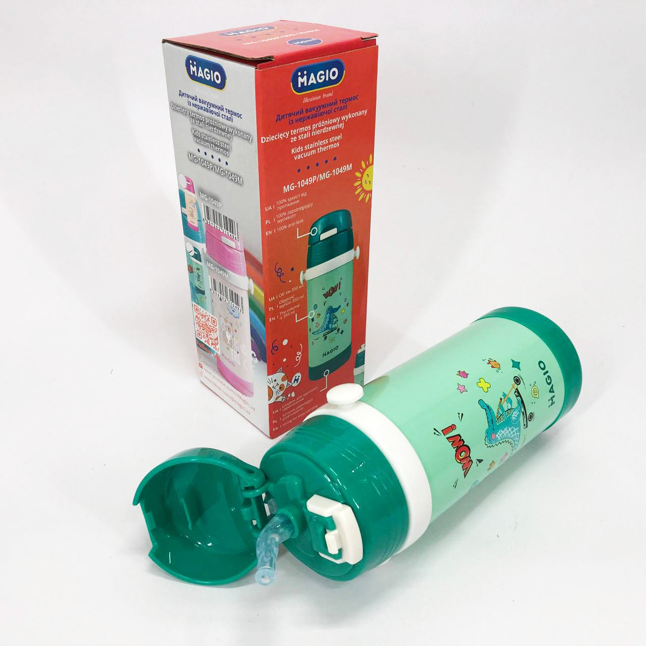 Детский вакуумный термос Magio MG-1049M из нержавеющей стали 350 мл, Термос для чая помповый