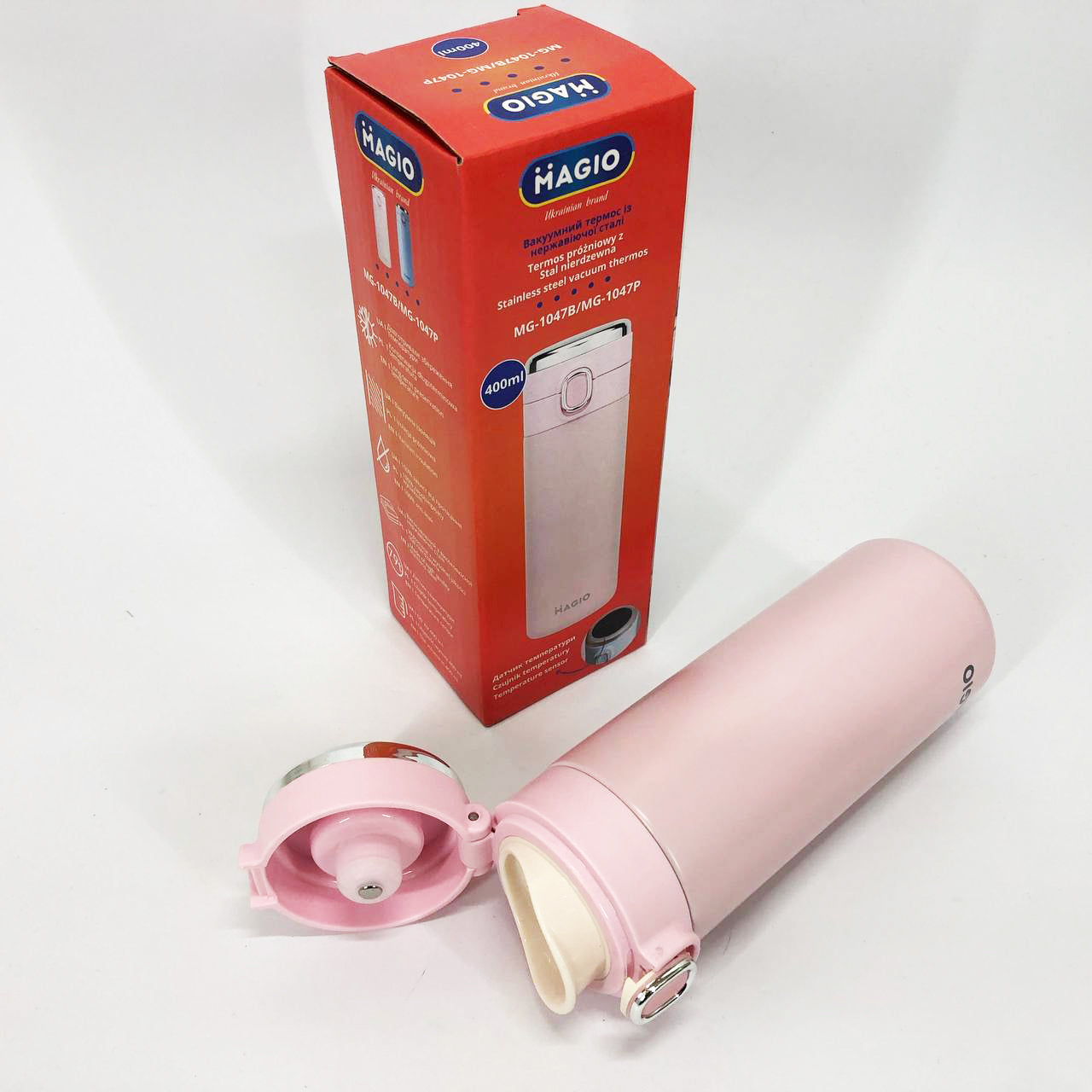 Термос SMART MAGIO MG-1047P вакуумный 400 мл, Термос с индикацией и датчиком температуры, Термос походный