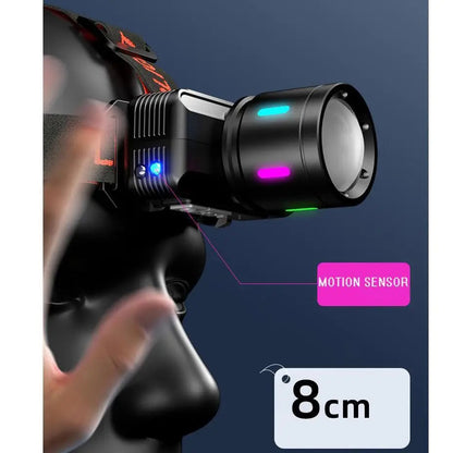 Фонарь налобный KX-1832-TG, Мощный фонарь для рыбалки, Фонарик на голову для домашних работ