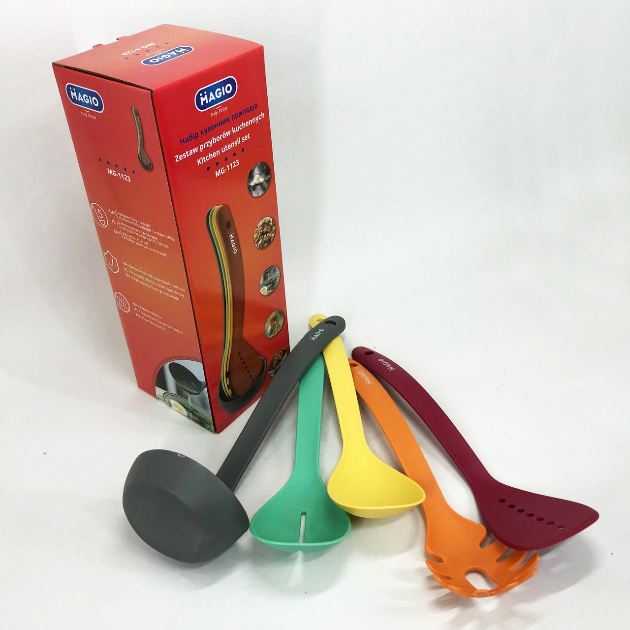 Набор кухонных принадлежностей Magio MG-1123 5 предметов, Силиконовый кухонный набор поварешек