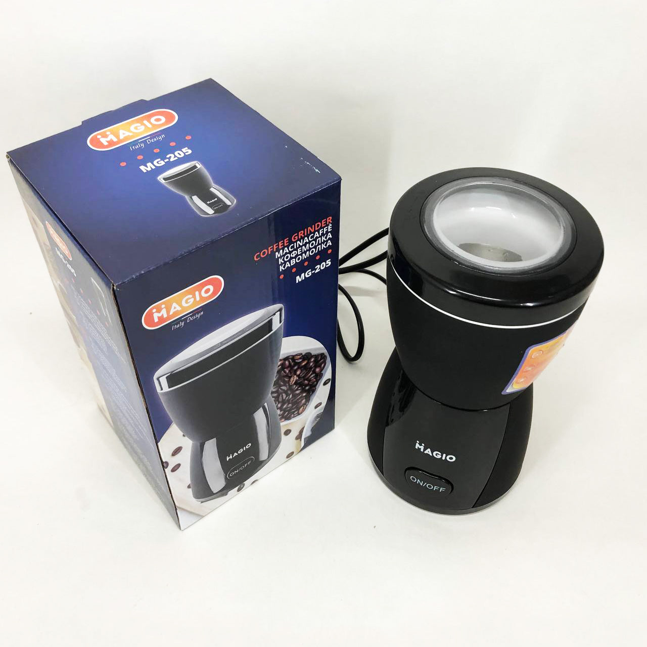 Кофемолка MAGIO MG-205 200 Вт, Кофемолка бытовая электрическая, Портативная кофемолка, Измельчитель кофе