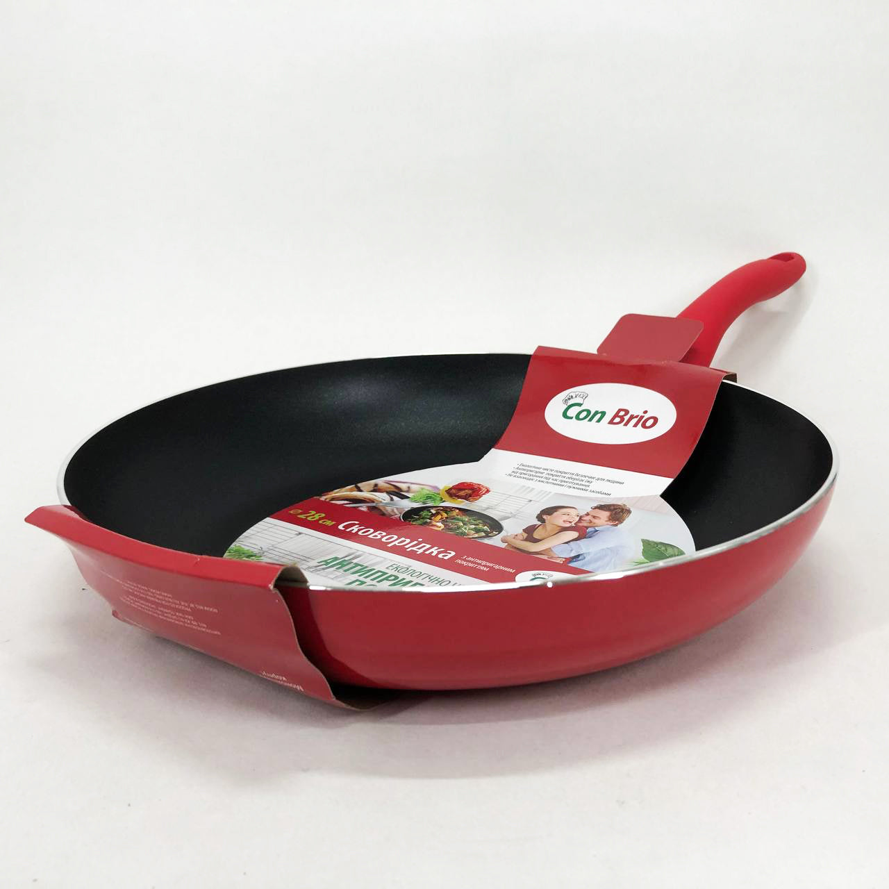 Сковорода 28 см Con Brio СВ-2814, сковорода для жарки, качественная сковорода. Цвет: красный