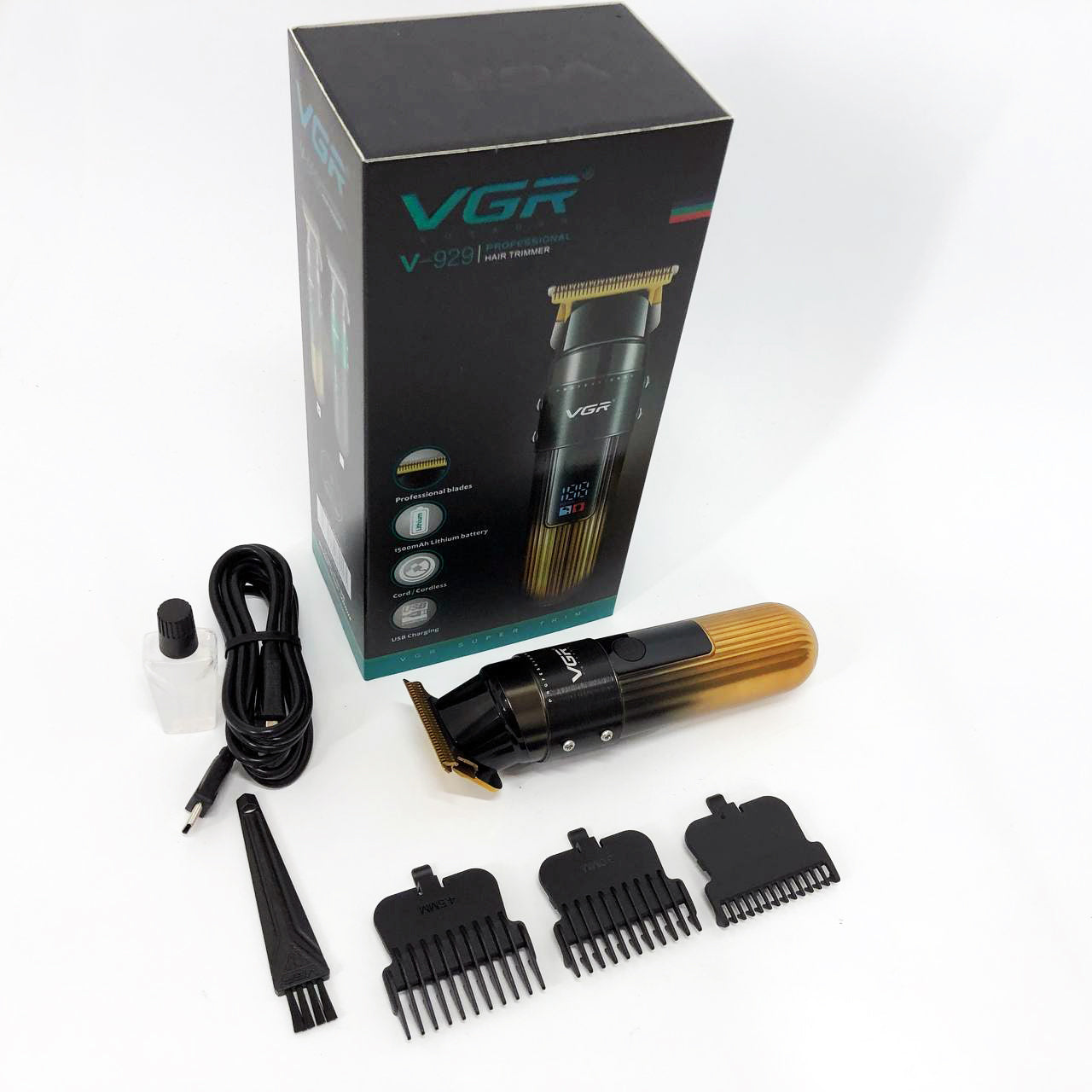 Машинка для стрижки волос VGR V-929 аккумуляторная, Машинка окантовочная профессиональная для бороды