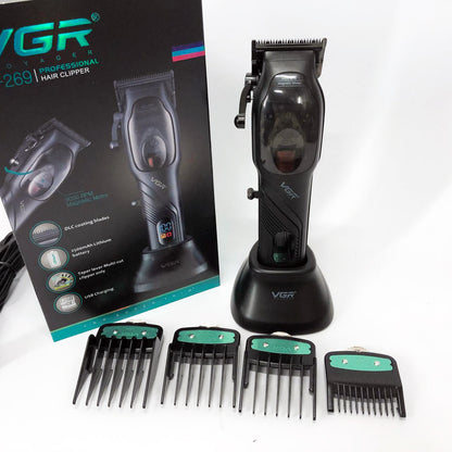 Машинка для стрижки волос VGR V-269 (профессиональная) с дисплеем и 4 насадками, окантовочная машинка